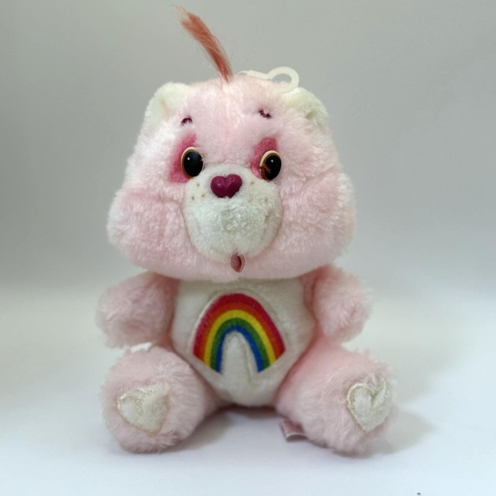 Vintage 1983 Care Bears Cheer Bear Plush 8"‎ Pink Rainbow Belly Kenner Toy